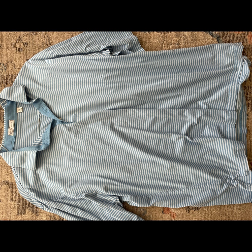 Peter Millar xl blue and white stripped shirt